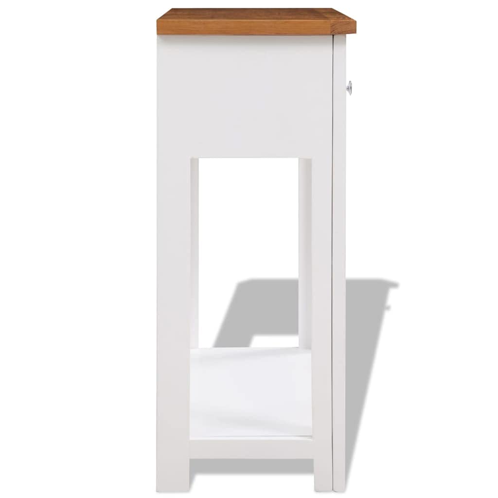 Solid Oak Wood Console Table with 2 Drawers and Shelf C9540