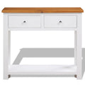 Solid Oak Wood Console Table with 2 Drawers and Shelf C9540