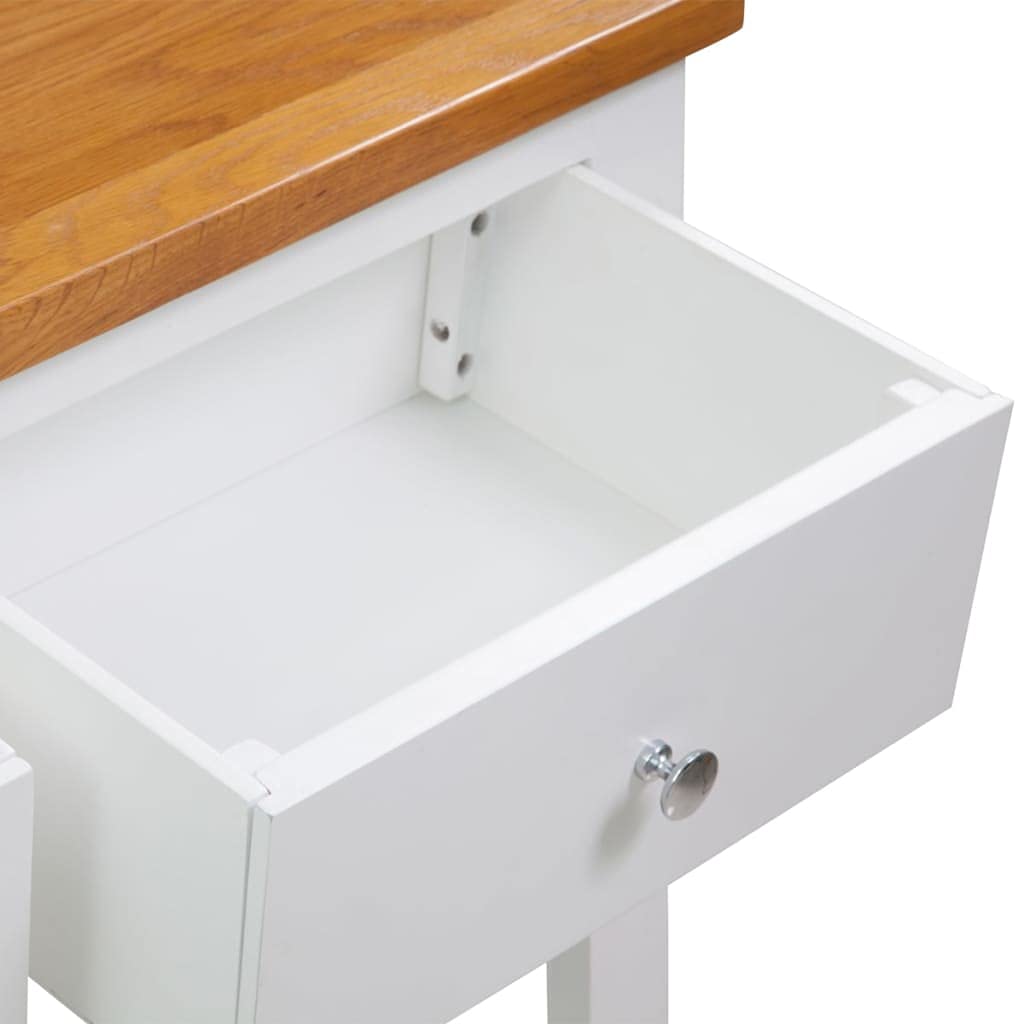 Solid Oak Wood Console Table with 2 Drawers and Shelf C9540