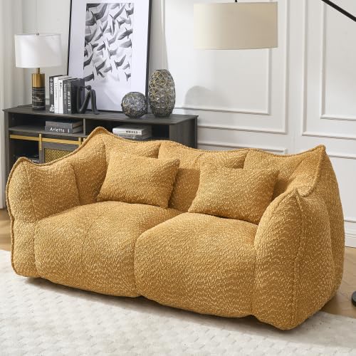 Yellow 2 Seat Foam Stuffed Beanbag Chair O794348
