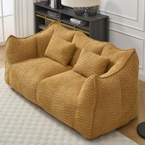 Yellow 2 Seat Foam Stuffed Beanbag Chair O794348