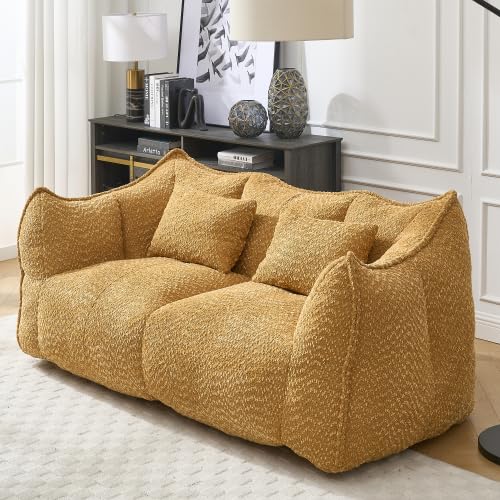 Yellow 2 Seat Foam Stuffed Beanbag Chair O794348