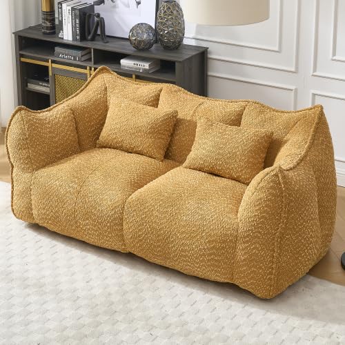 Yellow 2 Seat Foam Stuffed Beanbag Chair O794348