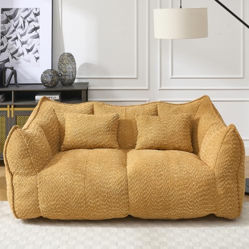 Yellow 2 Seat Foam Stuffed Beanbag Chair O794348
