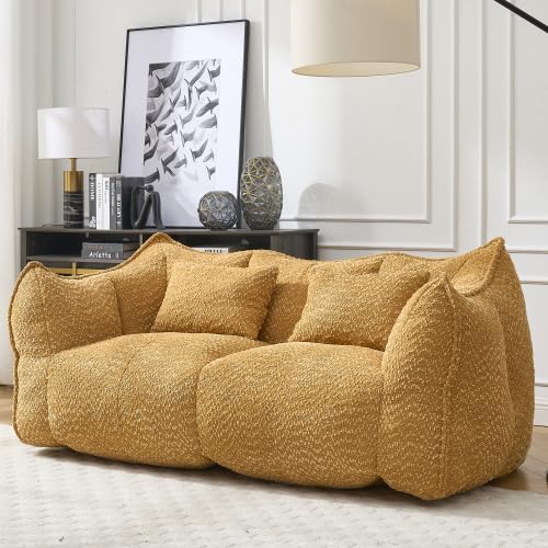 Yellow 2 Seat Foam Stuffed Beanbag Chair O794348