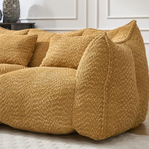 Yellow 2 Seat Foam Stuffed Beanbag Chair O794348