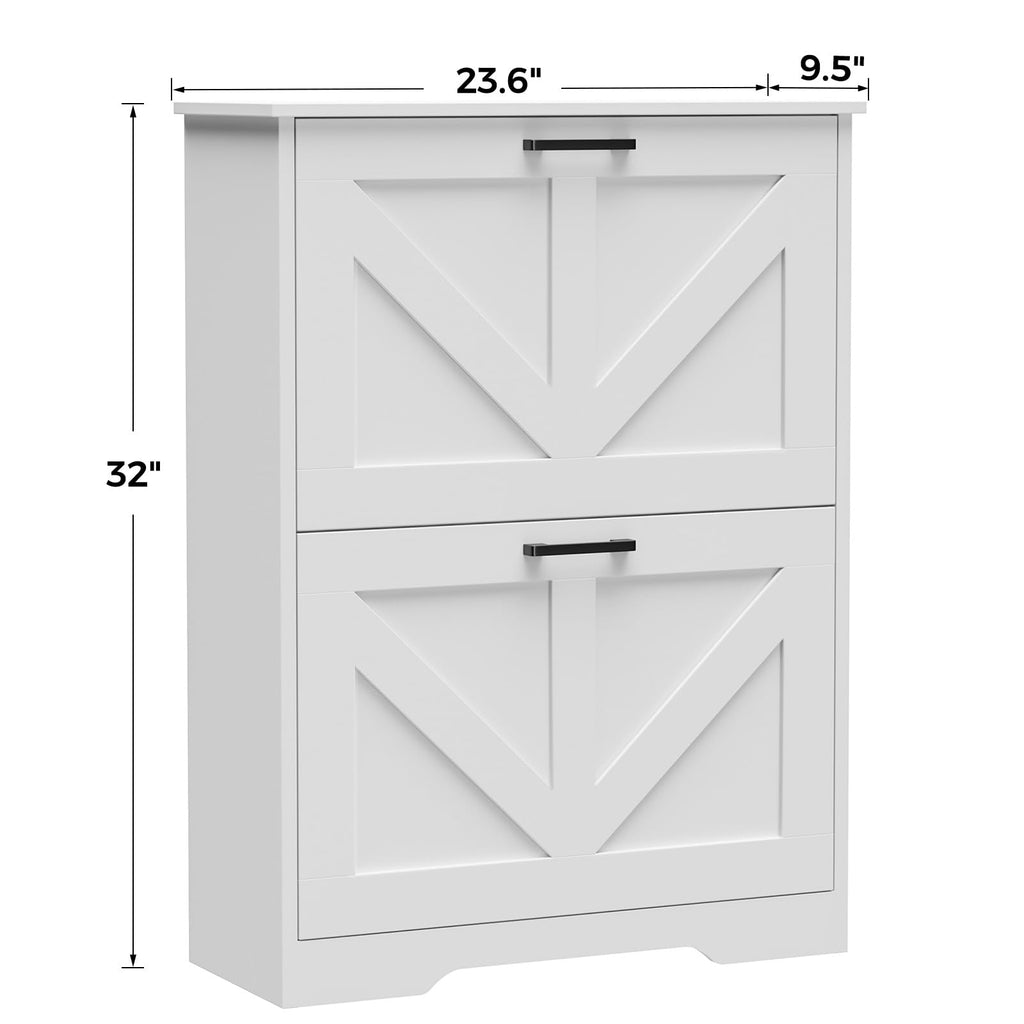 Farmhouse Shoe Cabinet with 2 Flip Drawers S244282