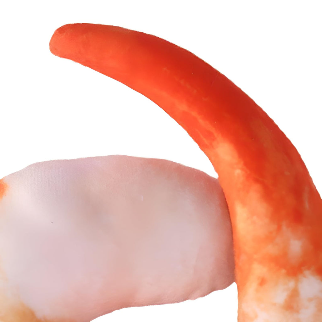 Orange White 3D Shrimp Shape Dog Squeaky Plush Toy E936