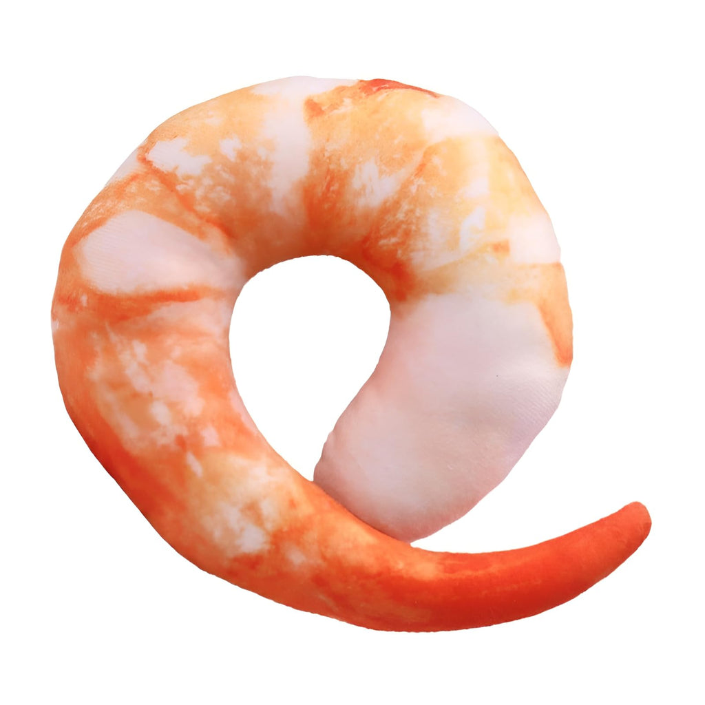 Orange White 3D Shrimp Shape Dog Squeaky Plush Toy E936