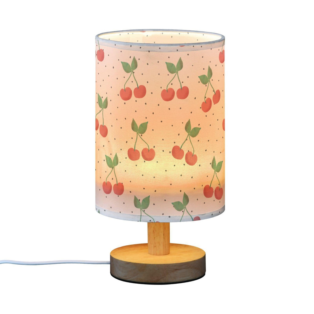 Red Cherry Table Lamp with USB Ports and Fabric Lampshade F307769