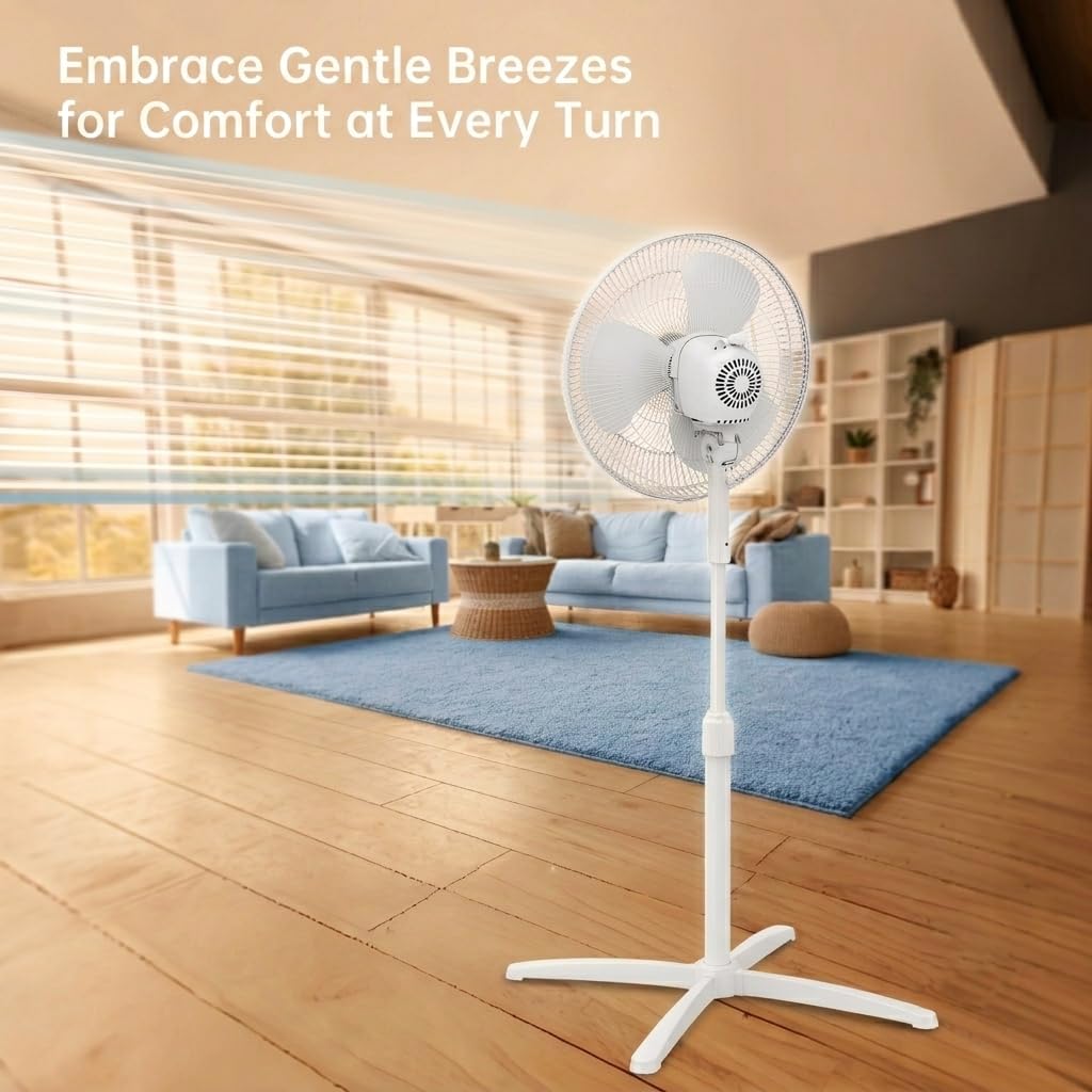 16-inch Oscillating Pedestal Fan with 3-Speed Control, White L5531