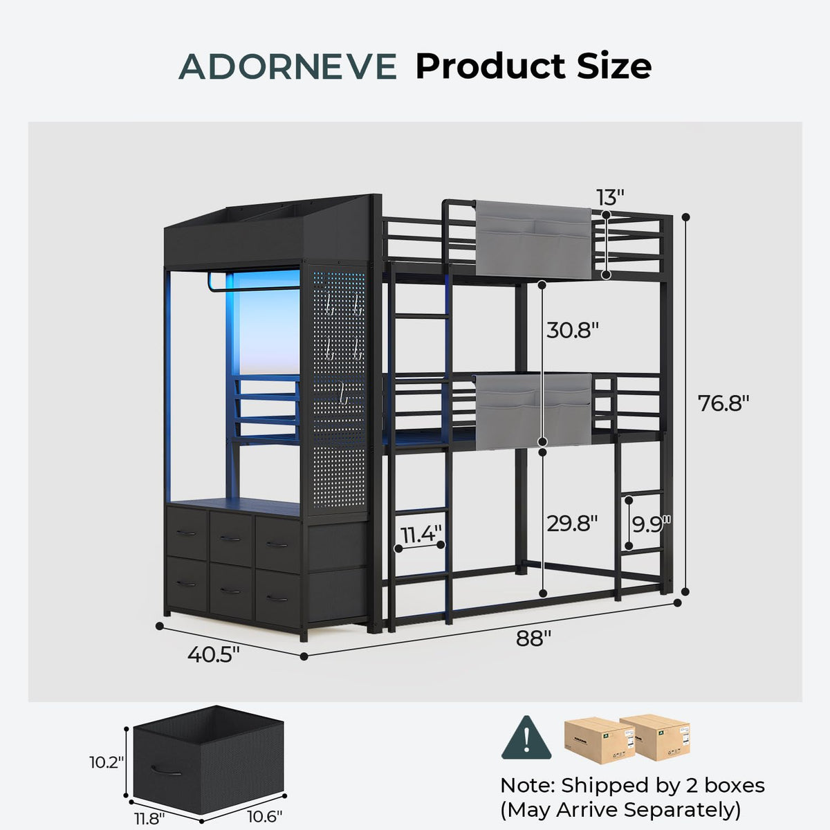 Triple Bunk Bed with 6 Storage Drawers E188594