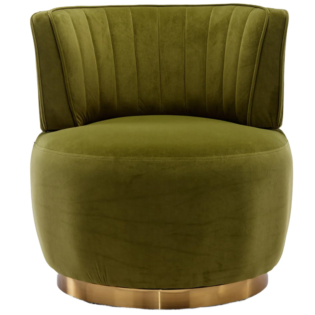 Green Velvet Swivel Barrel Chair L9955
