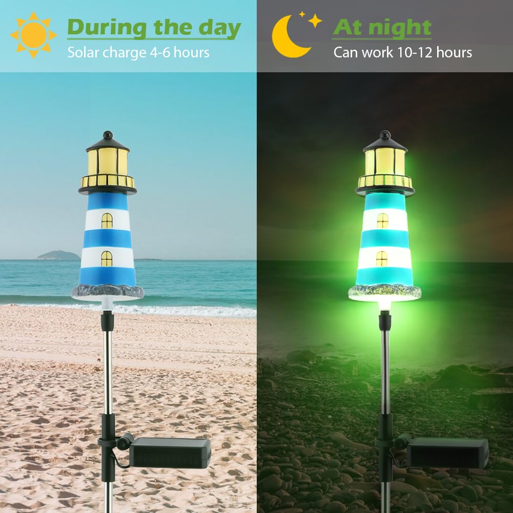 2 Pack 7 Color Changing Solar Garden Stake Lights U3818