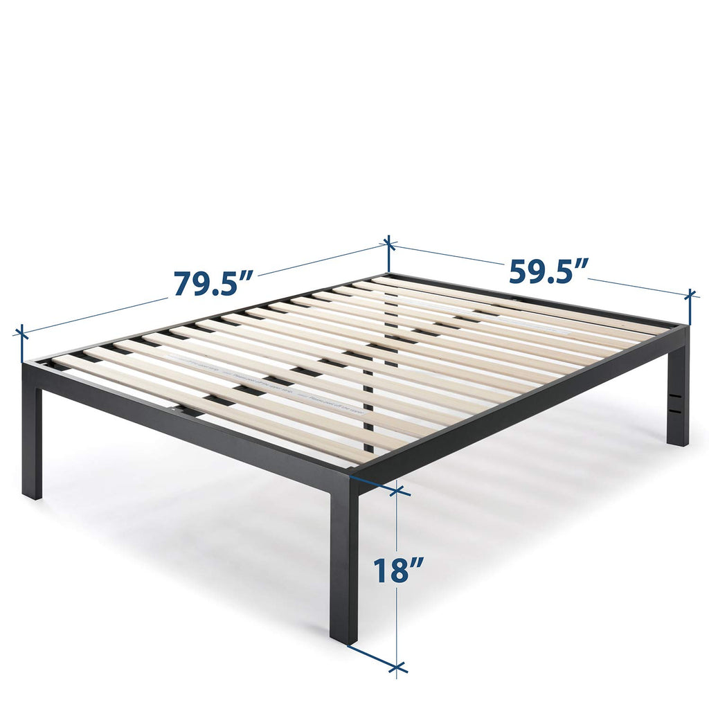 Queen 18 Inch Heavy Duty Steel Platform Bed with Wood Slat S590