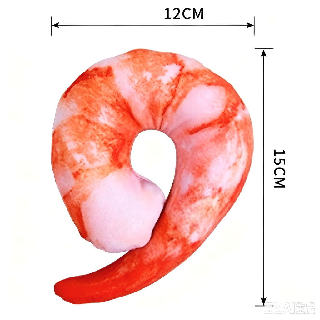 Orange White 3D Shrimp Shape Dog Squeaky Plush Toy E936