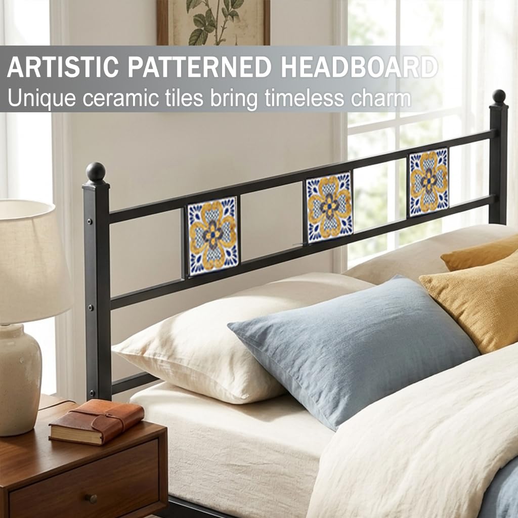 Full Size Metal Bed Frame with Headboard Footboard P728