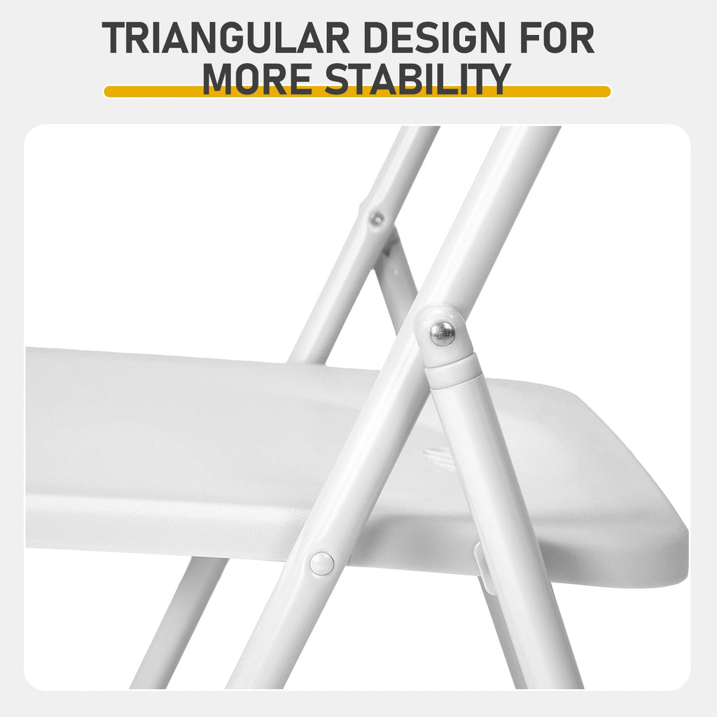 White Plastic Folding Chairs, 10 Pack Steel Frame E62303