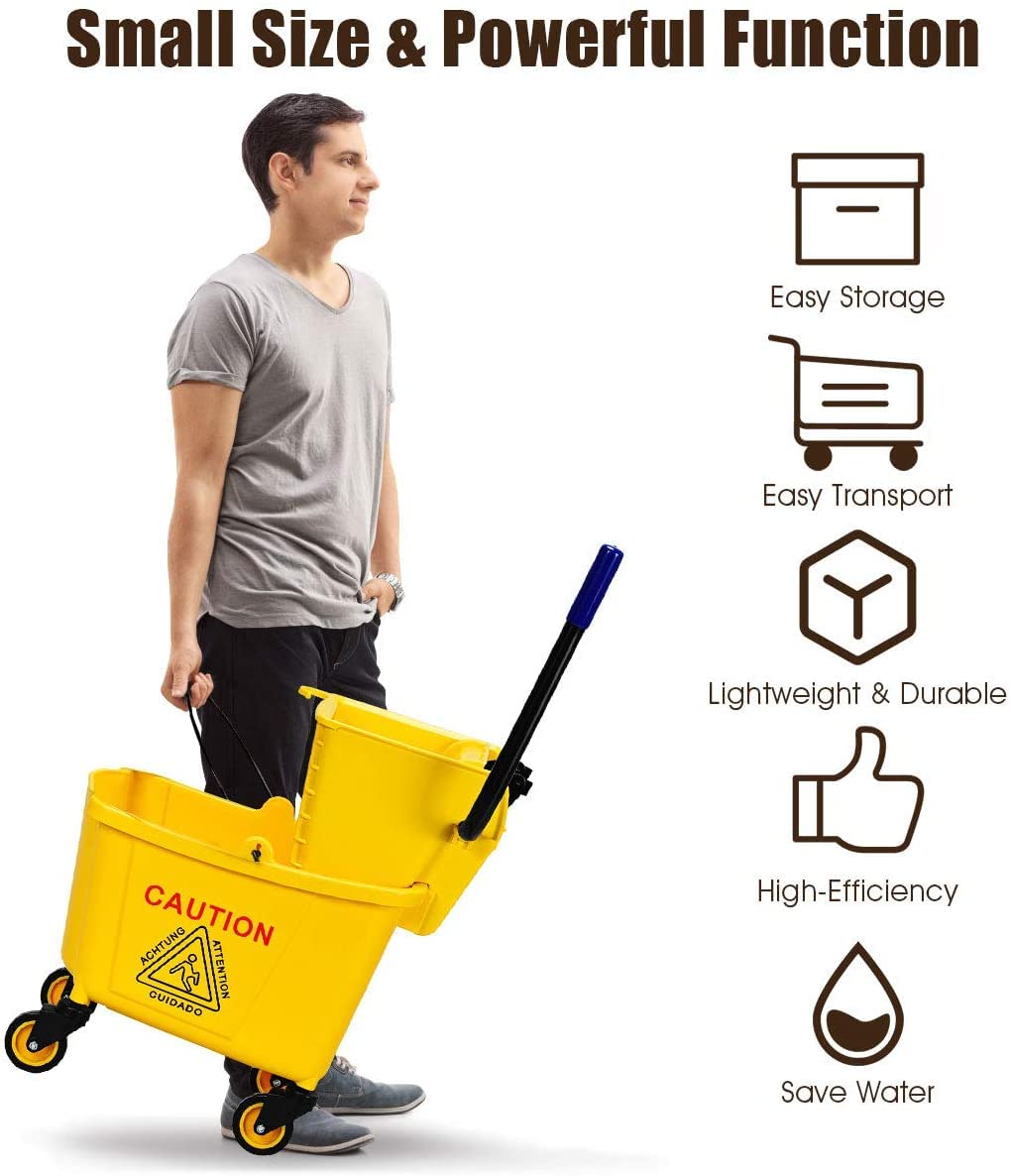 Yellow 35 Quart Side Press Mop Bucket Z470