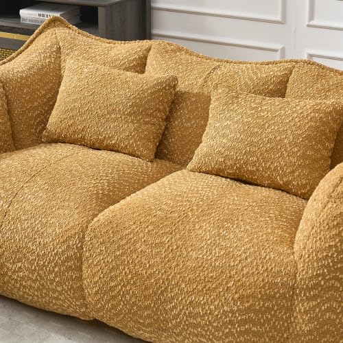 Yellow 2 Seat Foam Stuffed Beanbag Chair O794348