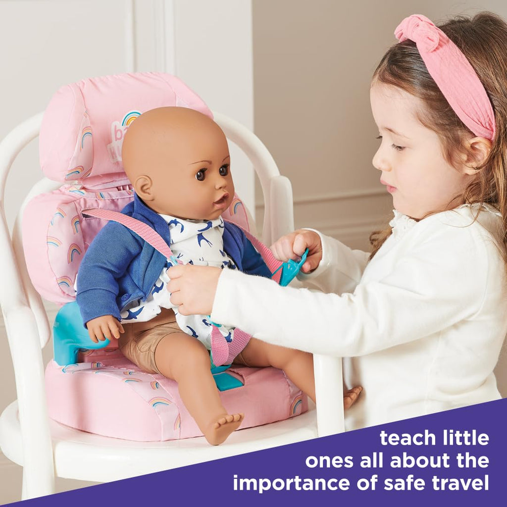 Pink Booster Seat for Dolls with Adjustable Headrest & Buckles G78446