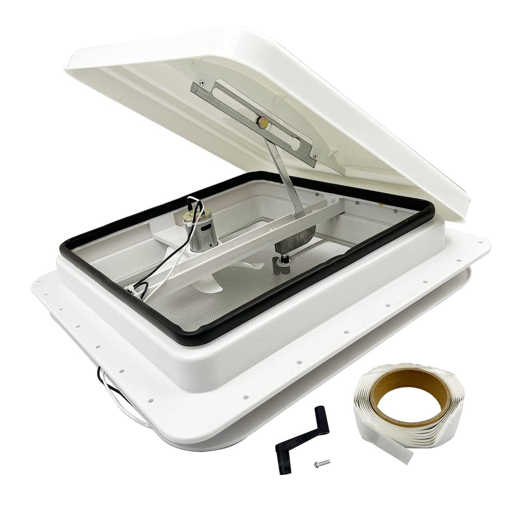 14" RV Roof Vent with 12V Fan, White H51752