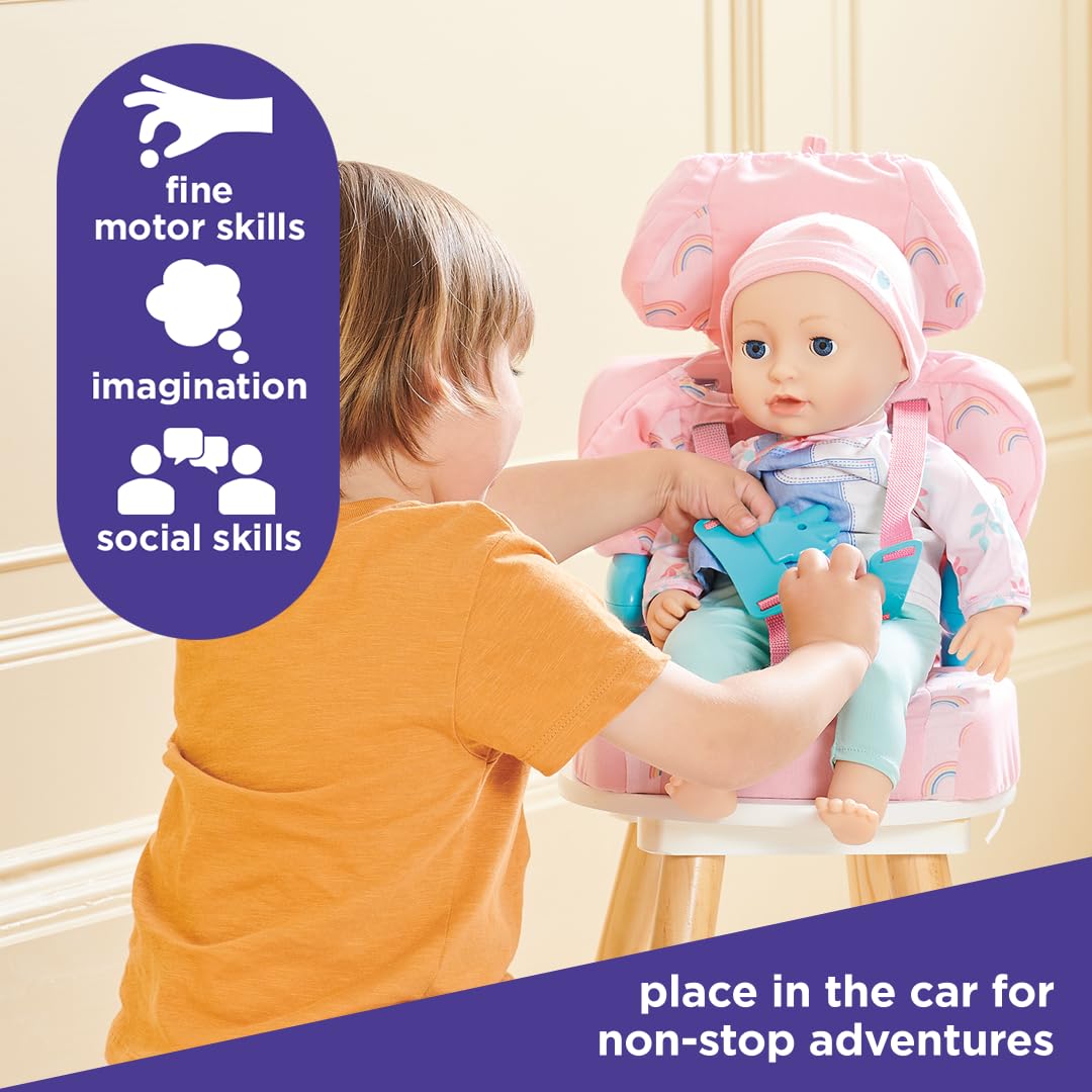 Pink Booster Seat for Dolls with Adjustable Headrest & Buckles G78446