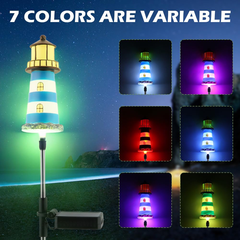 2 Pack 7 Color Changing Solar Garden Stake Lights U3818