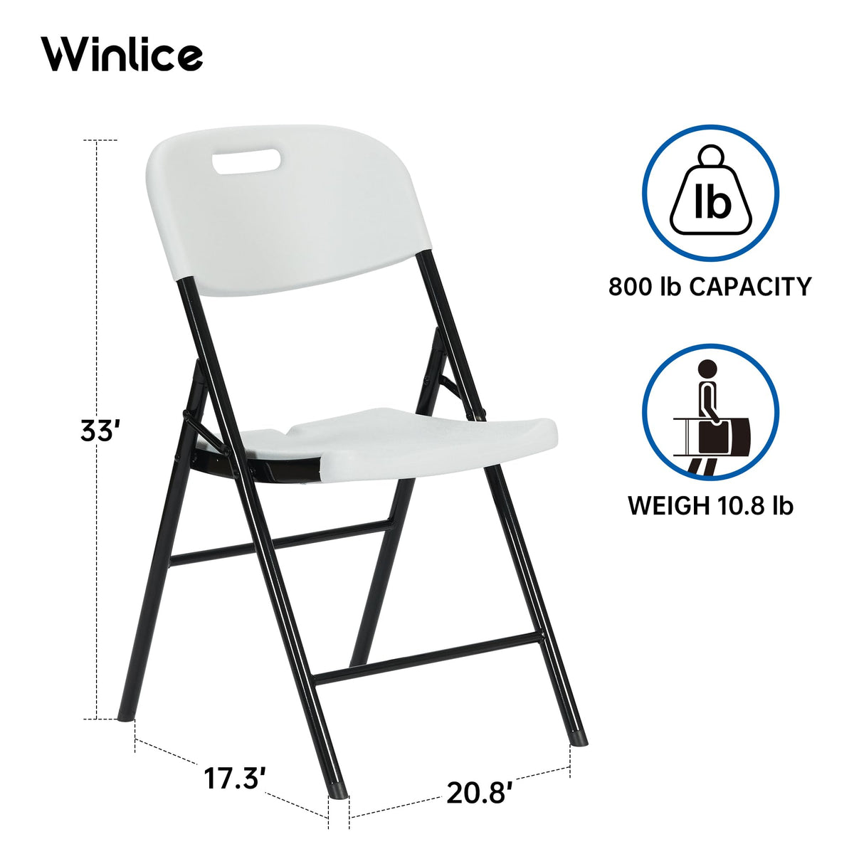 10 Pack White 800 LBS Folding Chairs M34949