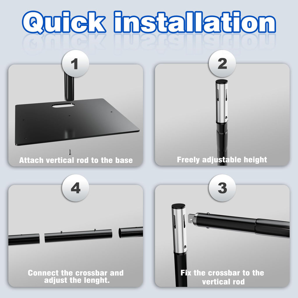 8ftx10ft Adjustable Heavy Duty Black Pipe and Drape Backdrop Stand X904