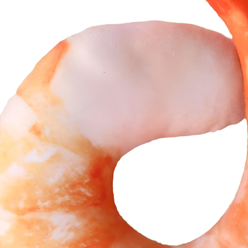 Orange White 3D Shrimp Shape Dog Squeaky Plush Toy E936