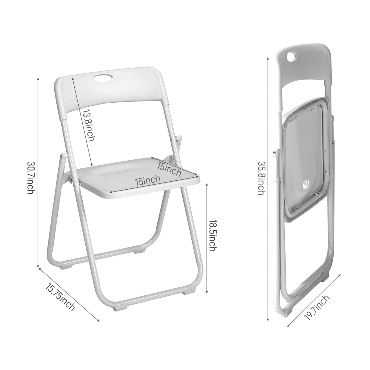 White Plastic Folding Chairs, 10 Pack Steel Frame E62303