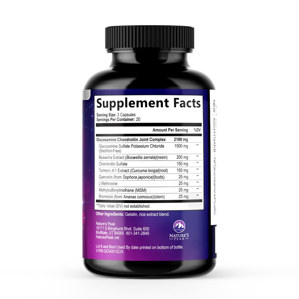 Glucosamine Chondroitin MSM Turmeric Boswellia 60 Capsules Y646873