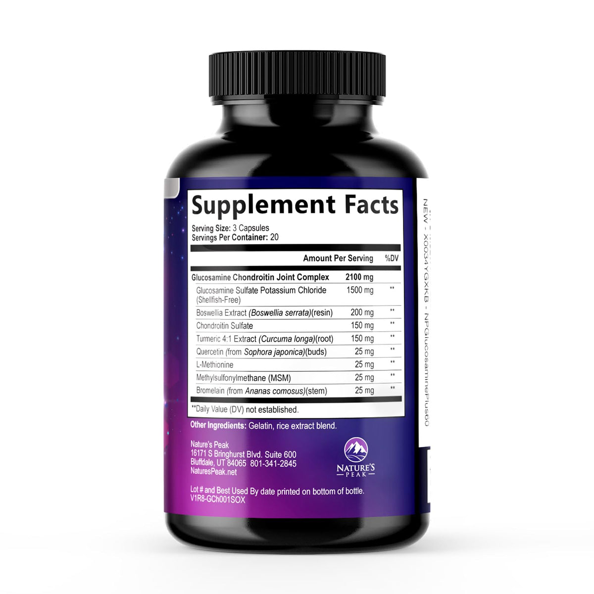 Glucosamine Chondroitin MSM Turmeric Boswellia 60 Capsules Y646873