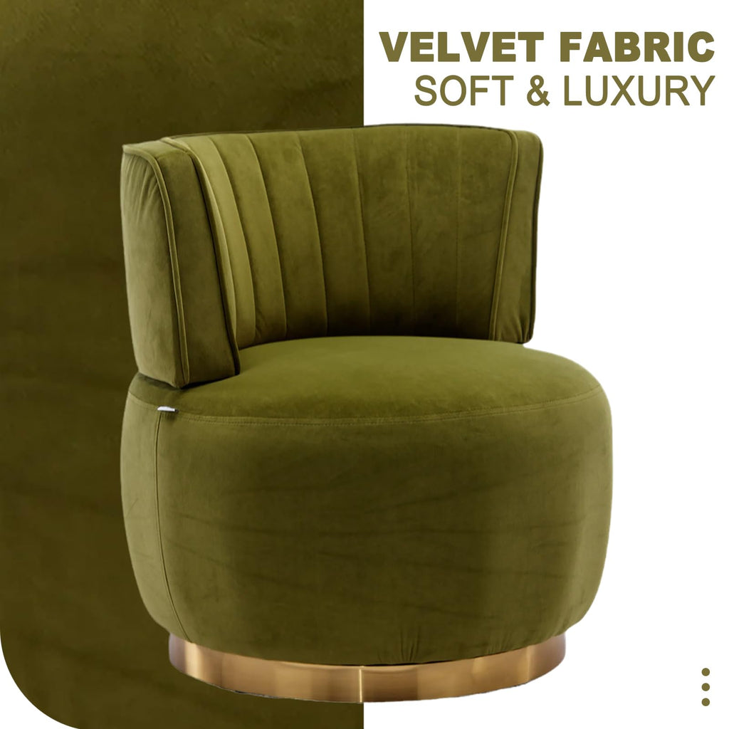 Green Velvet Swivel Barrel Chair L9955