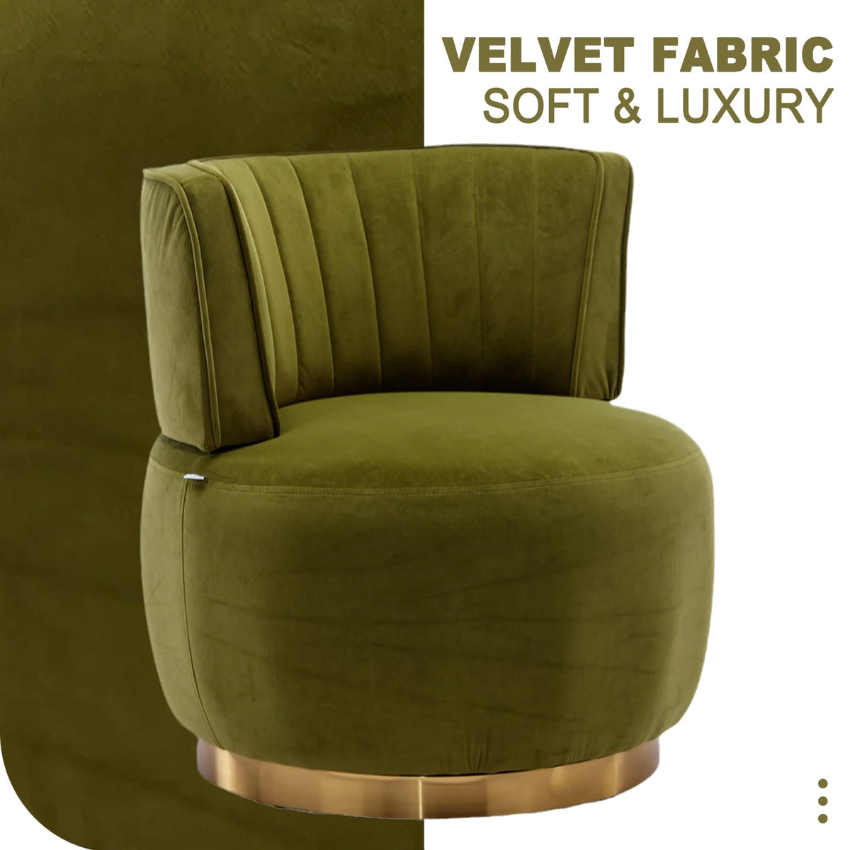 Green Velvet Swivel Barrel Chair L9955