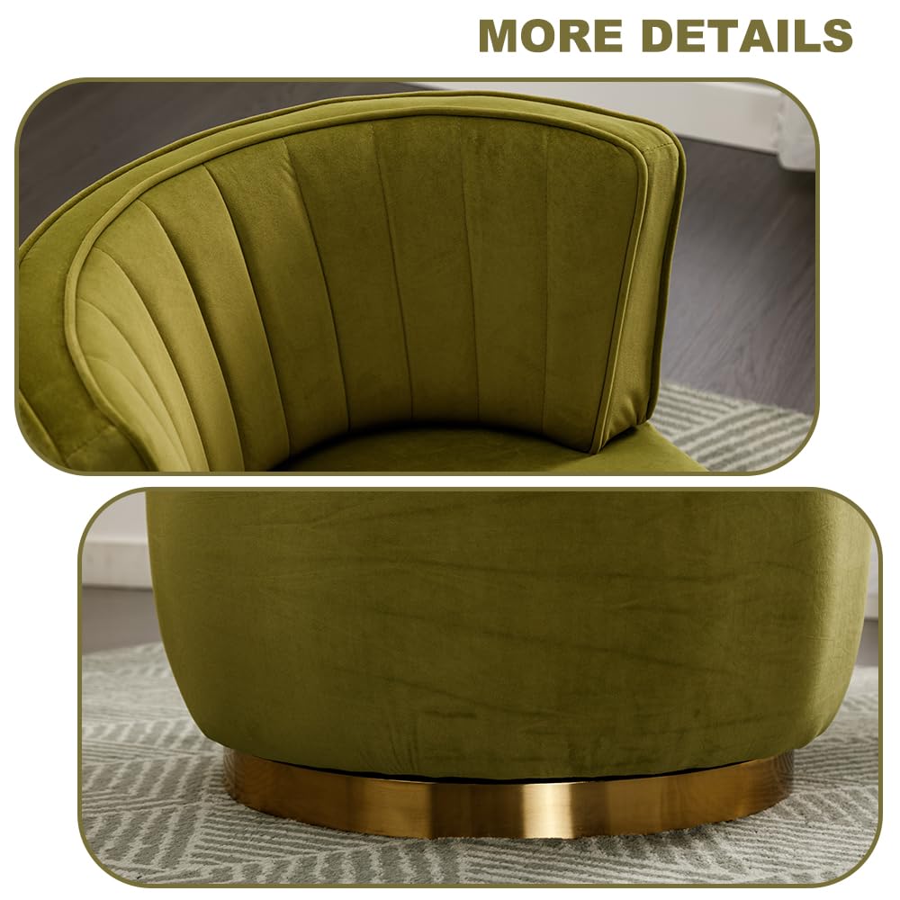 Green Velvet Swivel Barrel Chair L9955