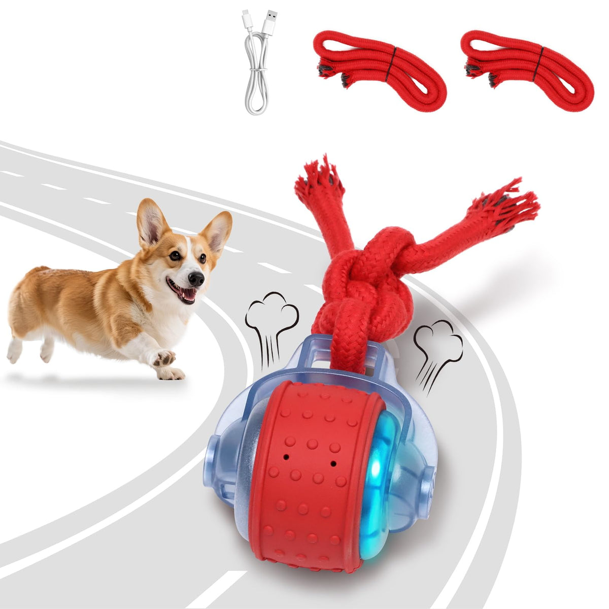 Interactive Rolling Dog Toys with Rope O725