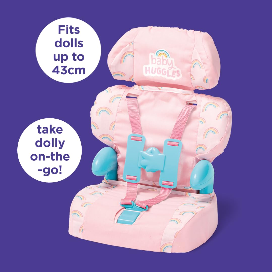 Pink Booster Seat for Dolls with Adjustable Headrest & Buckles G78446