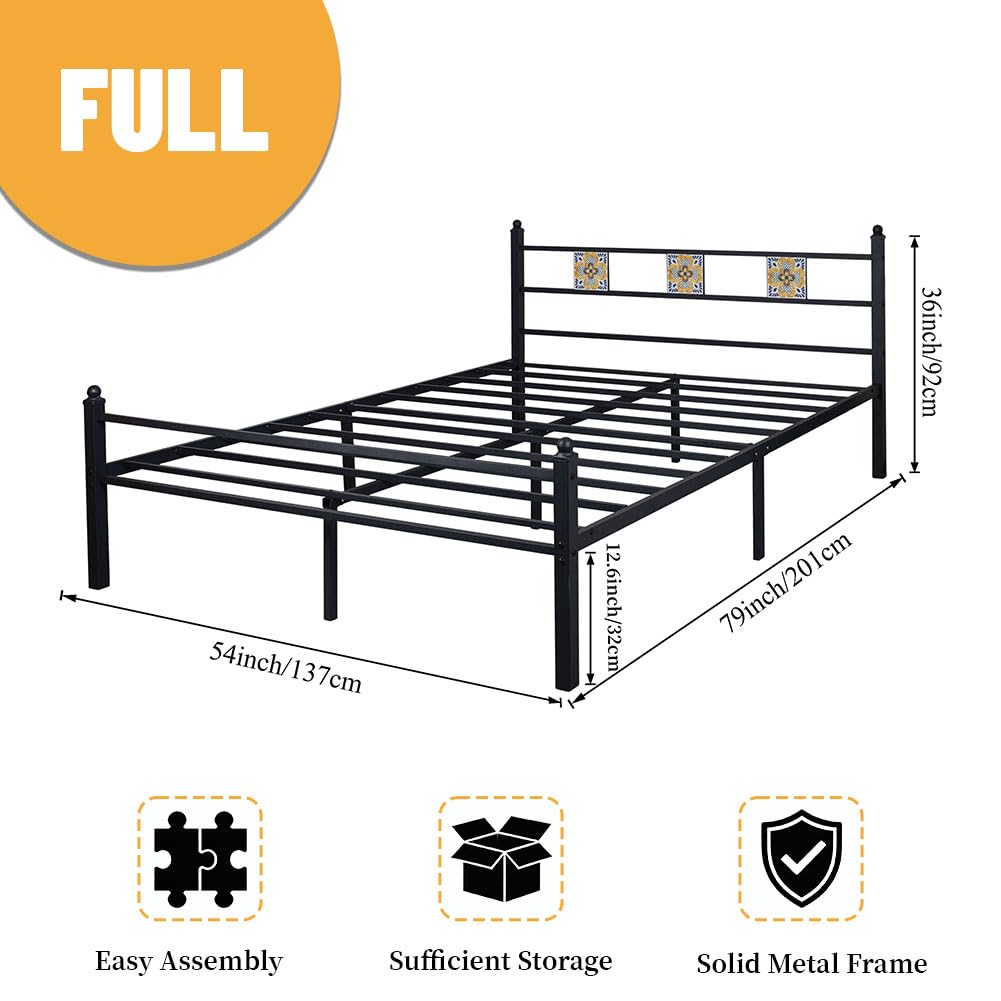 Full Size Metal Bed Frame with Headboard Footboard P728