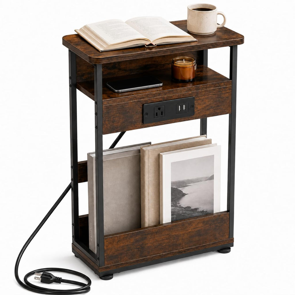 Narrow Side Table with Charging Station G392