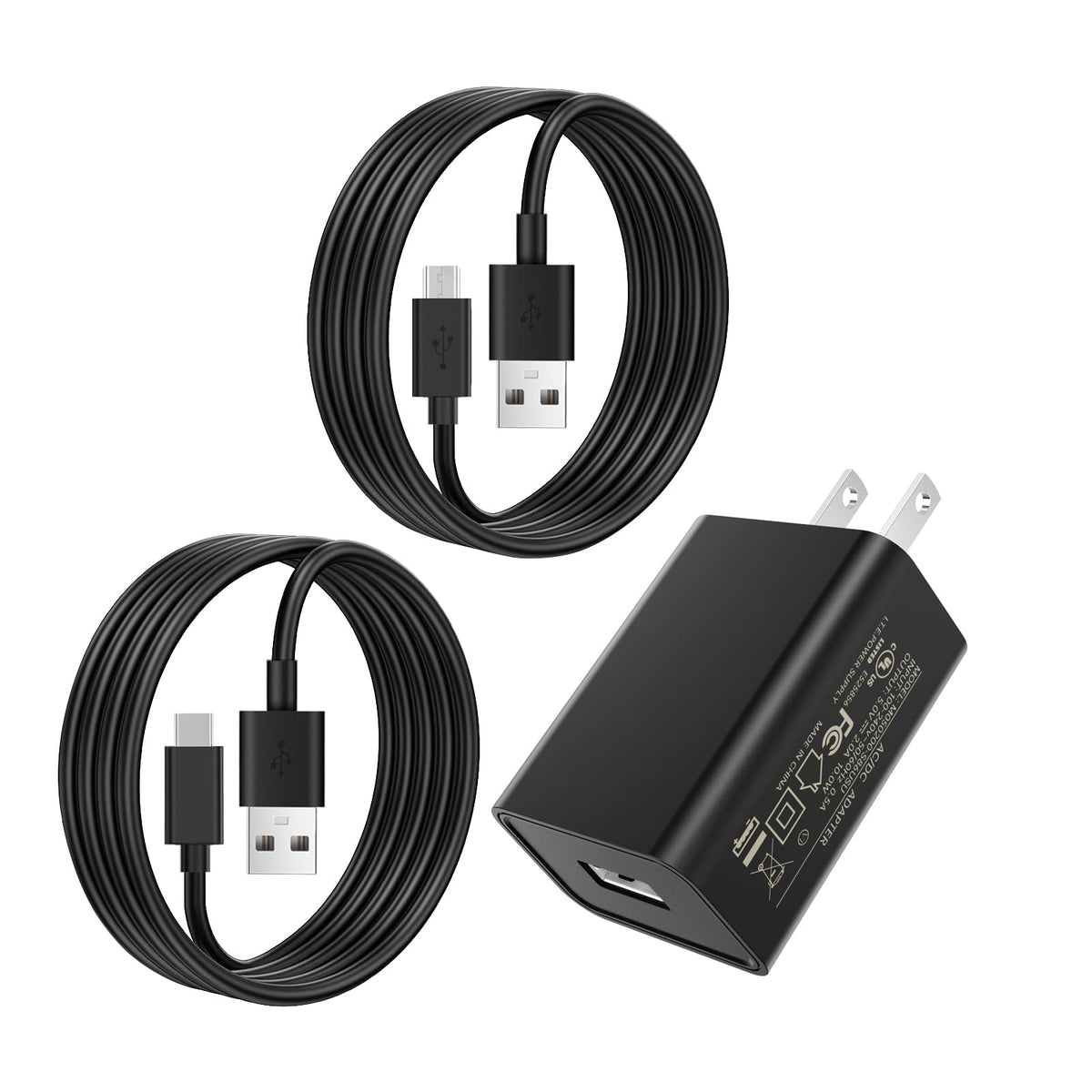2A Power Adapter with USB Type-C and Micro USB Cables F8936