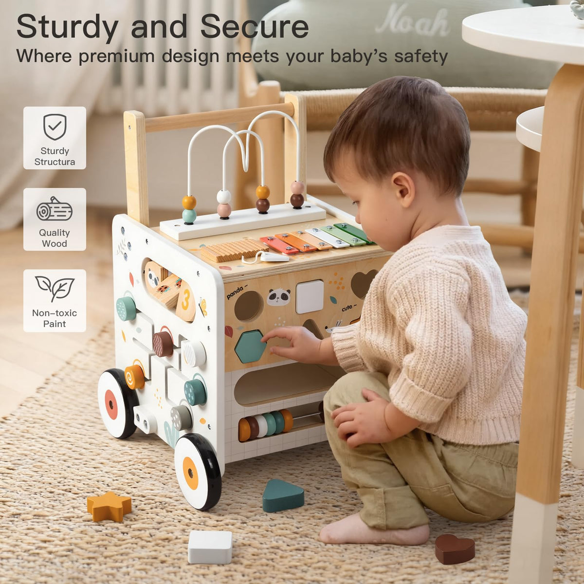 Wooden Baby Walker Activity Cube Push Walker W360058
