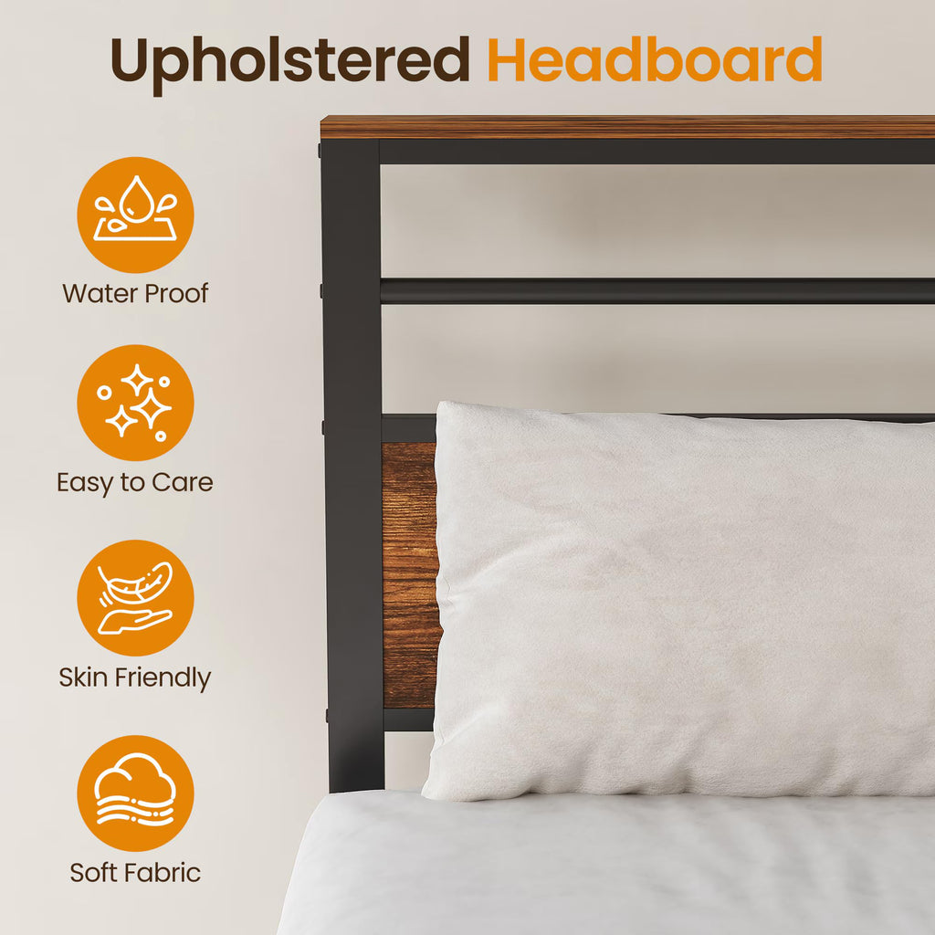 Twin Bed Frame with LED Lights & Charging Station J738