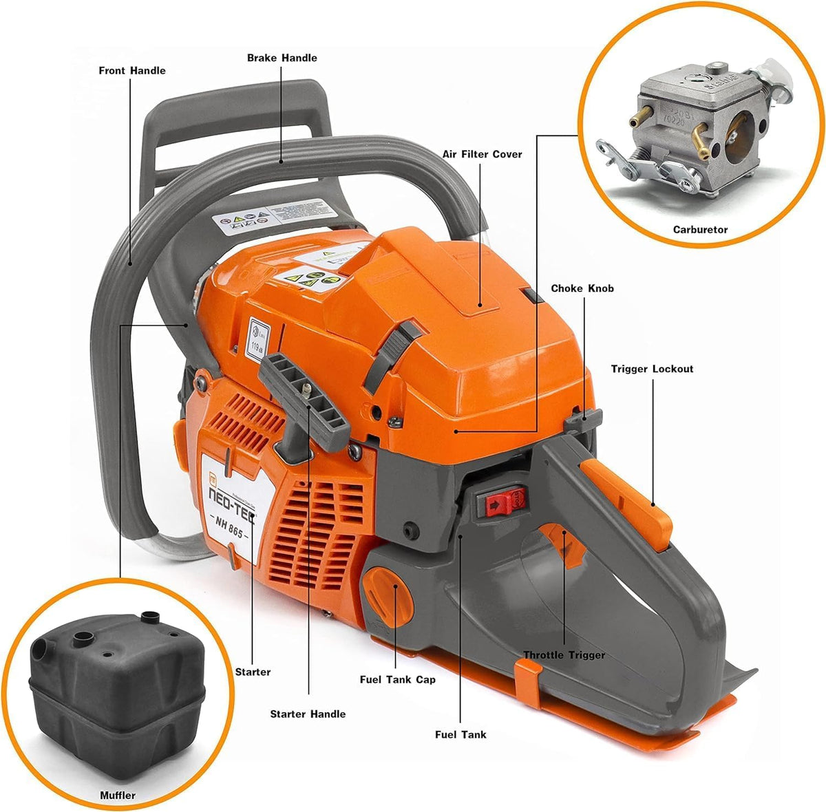 65cc Gas Chainsaw with 24 Inch Bar and Chain N816006