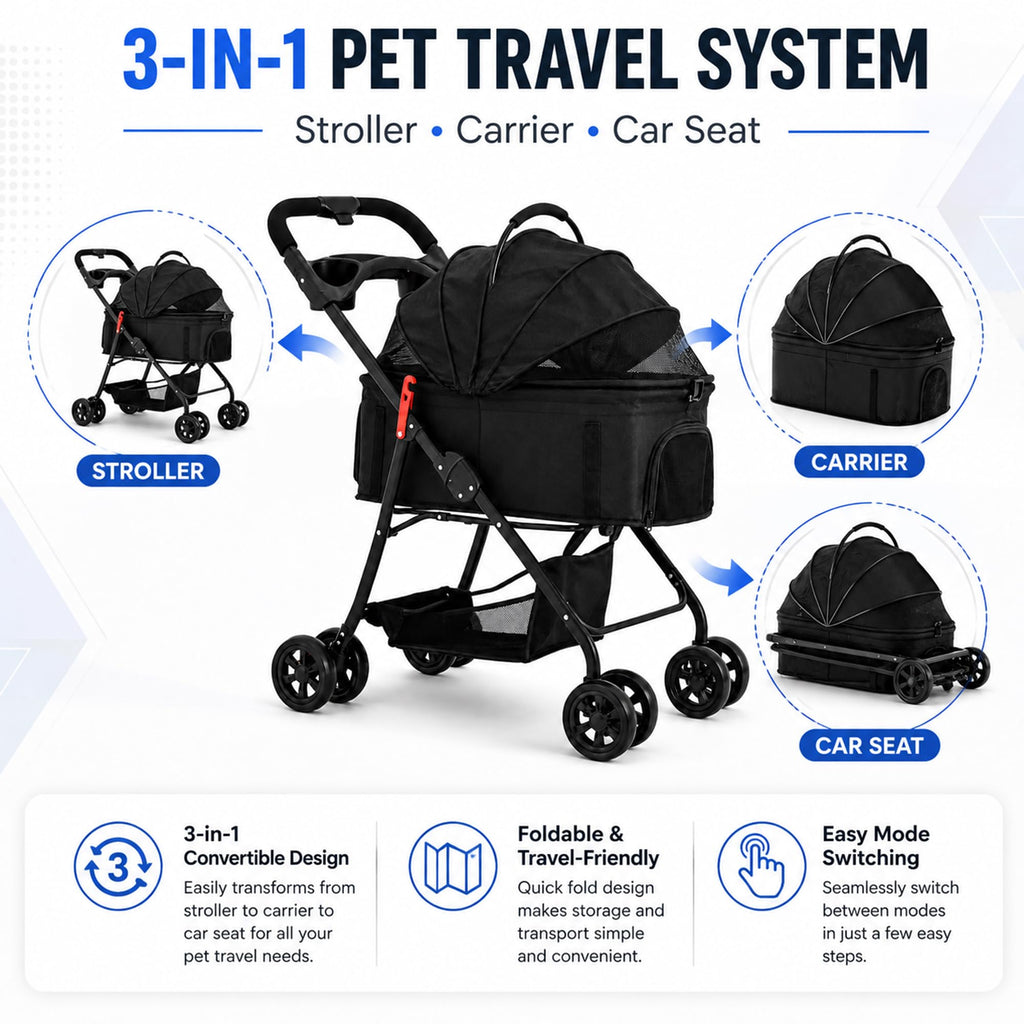 Foldable Pet Stroller with Cup Holder S906