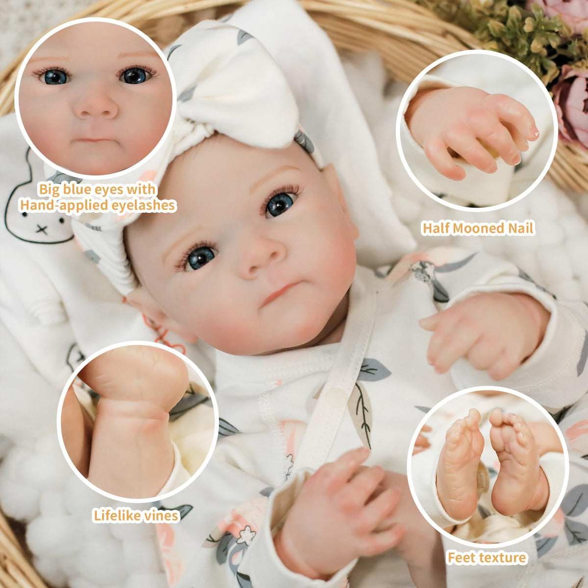 20 Inch Soft Vinyl Poseable Reborn Baby Dolls V2675