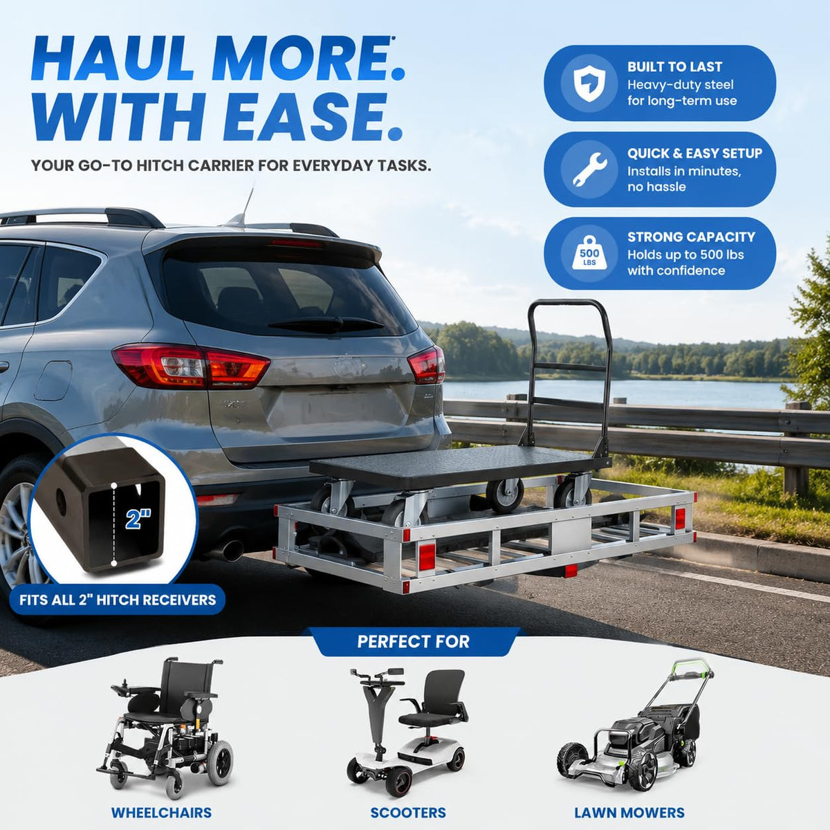 50x29.5x9 Inch Aluminum Hitch Cargo Carrier S4987