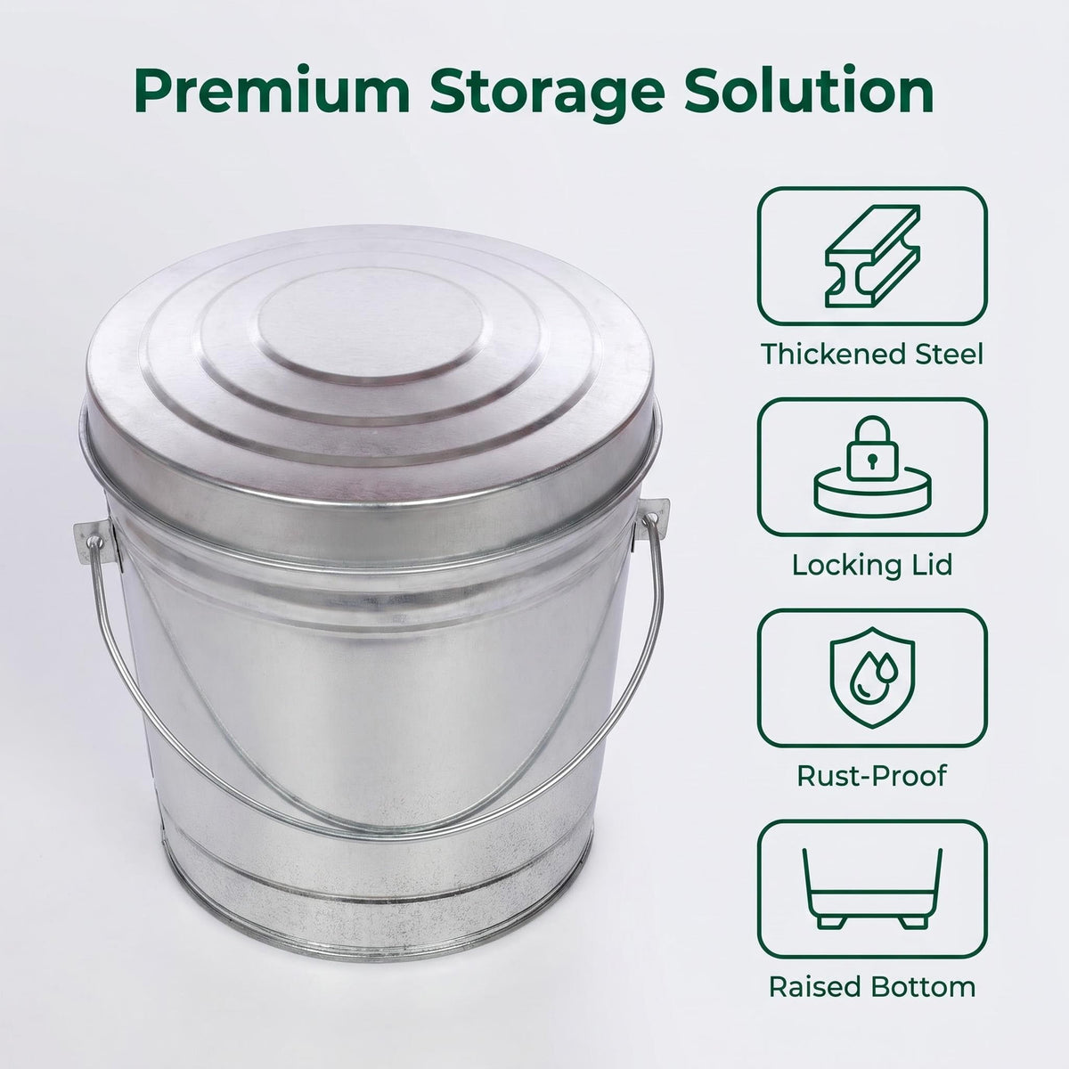 Galvanized Steel Storage Can with Locking Lid I742308