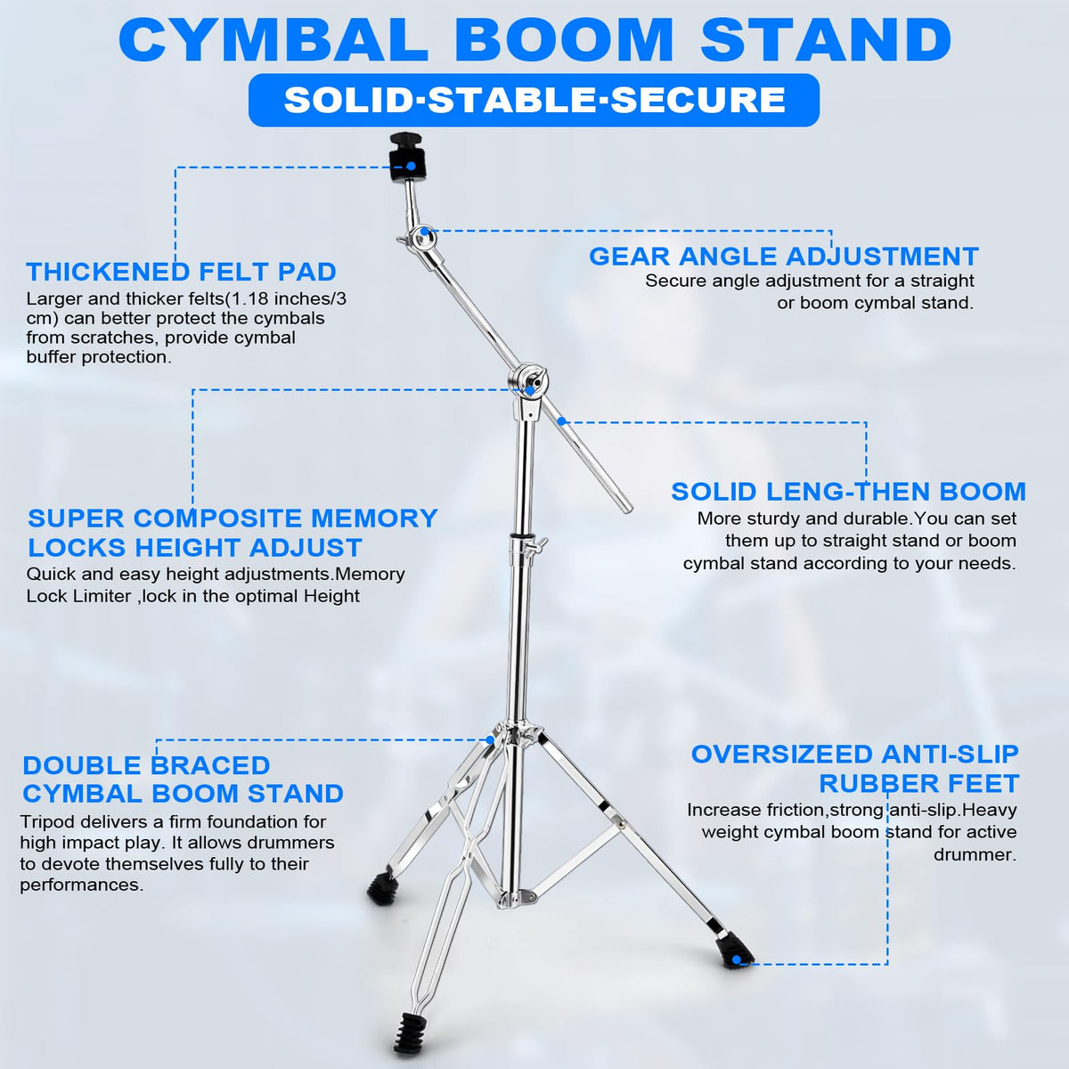 Adjustable 2 Pack Cymbal Boom Stand C9523